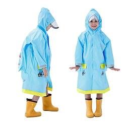 Baogaier Regenmantel Kinder Regenponcho Jungen Kapuze Regenjacke Regenanzug Einteilig Blau Atmungsaktiv Wasserdicht Lang Leicht Regen Poncho Jacke Wandern Arbeit Reißverschluss PVC Outdoor 6-8 Jahre von Baogaier