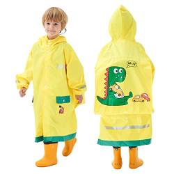 Baogaier Regenmantel Kinder Regenponcho Kapuze Regenjacke Mädchen Jungen Regenanzug Einteilig Gelb Atmungsaktiv Wasserdicht Lang Regen Poncho Jacke Wandern Arbeit Reißverschluss PVC Outdoor 6-8 Jahre von Baogaier