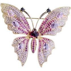 Kupfer Intarsien Zirkonia Schöne Temperament Schmetterling Brosche Mode Frauen Mantel Anzug Pin Zubehör Geschenk von Baokuan