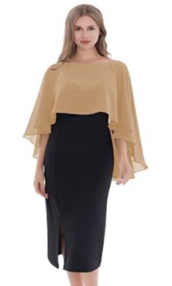 Baiqiya Damen Hochzeit Capes weich Chiffon- Shrug Braut Langer Schal und Wraps Einheitsgröße Gold von Baoqiya