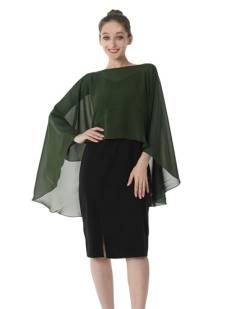 Baoqiya Chiffon-Umhänge, durchscheinend, lang, Capelets, Poncho für Damen, Übergröße, Dunkelgrün, Einheitsgröße von Baoqiya