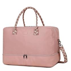 Damen Reisetasche mit Schuhfach Frauen Wochenend Tasche Travel Duffel Übernacht Handgepäck Sporttasche Carry On Tasche HB-10 (Pink) von Baosha