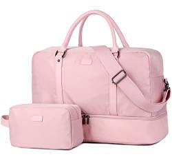 Frauen Reise Seesack Weekender Übernachtung Tasche Sport Tote Gym Tasche Mit Schuh Beutel Kostenlose Kulturbeutel HB-38, Pink, Reisetasche für Damen von Baosha