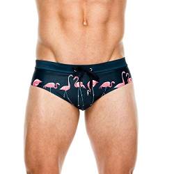 Baotung Herren Badehose Schwimmhose Wassersport kurz eng anliegend Badeslip, Flamingo, Gr.L(Taille: 74-82CM) von Baotung