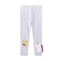 Baotung Kinder Mädchen Leggings mit Einhorn-Muster Baumwolle elastisch, Stern Grau， Gr.98(Herstellgröße:4T) von Baotung