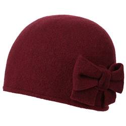 Barascon Calima Damenmütze - Rundliche Wintermütze aus Wolle mit Schleifenapplikation - Made in The EU für Herbst/Winter Bordeaux One Size von Barascon