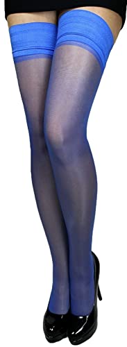 Barbex Damen Halterlose Strümpfe leicht glänzend mit Satinband bis 188 cm (königsblau) von Barbex