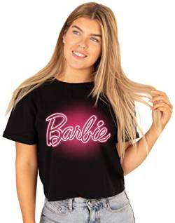 Barbie Cropped T-Shirt Womens Damen Neon Rosa Logo graue Oberseite M von Barbie