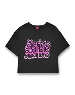 Barbie Damen Crop T-Shirt | Graues Acid Wash Triple Logo Graphic T-Shirt für Damen | Rosafarbenes Retro-Logo-Kurzarm-Retro-Mode-Oberteil Movie Merchandise Geschenk für Erwachsene von Barbie