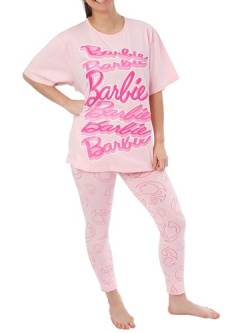 Barbie Damen Schlafanzug | Damen Schlafanzug Aus Baumwolle | Pyjama Damen Mit Kurzarm | Rosa | Small von Barbie