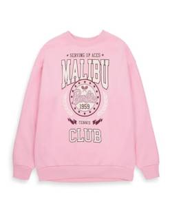 Barbie Damen Sweatshirt in Pink | Damen Malibu Tennis Club 1959 Langarmpullover mit Grafik | Sports Crest Pullover mit Rundhalsausschnitt im Vintage-Stil | Puppenfilm-Bekleidungs-Merchandise für Sie von Barbie