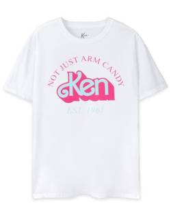 Barbie Herren Weißes Kurzarm-T-Shirt | Ken Retro Logo Design | Authentisches Film-Merchandise | Bequemes & stilvolles Geschenk für Ihn von Barbie