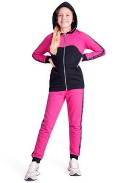 Barbie Jogginganzug Kinder Mädchen Trainingsanzug Teenager Hoodie Kapuzenpullover und Jogginghose Set, Hausanzug Mädchen Teenager 3-14 Jahre (Pink/Schwarz, 4-5 Jahre) von Barbie