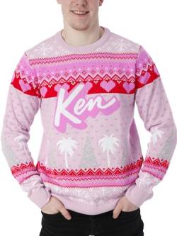 Barbie Ken Weihnachtspullover | Herren Weihnachtspullover | Christmas Pullover Herren | Rosa | L von Barbie