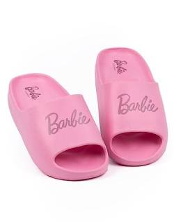 Barbie Mädchen Slider | Kinder Teenager Rosa Ikonische Puppenlogo Sandalen | Beachwear Bademode Sommer Schuhe Schuhe von Barbie