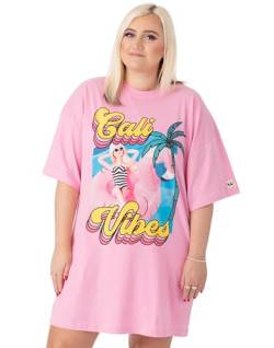 Barbie Oversized T-Shirt Kleid Damen Damen | Erwachsene California Vibes Sonnenbaden Puppe Kurzarm Sommer Outfit Rosa Kleidung Geschenke von Barbie