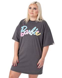 Barbie Oversized T-Shirt Kleid Damen Damen | Erwachsene Pastell Regenbogen Logo Kurzarm Outfit | Anthrazitgraue Geschenke von Barbie