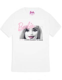 Barbie T-Shirt für Damen | Damenpuppe Inspirierendes weißes rosa Oberteil | Seien Sie Ihr eigener Grund zum Lächeln Design von Barbie