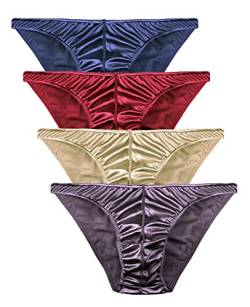 Barbra Lingerie Herren-Bikini-Slip, Satin, Größe S bis 3XL, seidig, sexy, Multipack, 4er-Pack, XXX-Large Groß von Barbra Lingerie