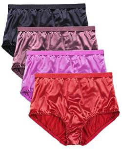 Barbra Lingerie Satin-Höschen, Größe S bis Übergröße, Damenunterwäsche, volle Abdeckung, Multipack, kirsche, L von Barbra Lingerie