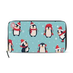 GIGIJY Süße Winter Cartoon Pinguin Geldbörse Multi Kreditkartenhalter Tasche für Frauen Leder Reißverschluss Lange Brieftasche, multi, Einheitsgröße von Bardic