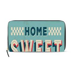 GIGIJY Vintage Home Sweet Home Sign Geldbörse Multi Kreditkartenhalter Tasche für Frauen Leder Reißverschluss Lange Geldbörse, multi, Einheitsgröße von Bardic