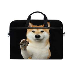 GIGIJY niedlicher Shiba Inu Hund Portrait Laptop Tasche Canvas Aktentasche 33 cm 33,8 cm 35,6 cm 38,1 cm für Kinder Jungen Mädchen Damen Herren von Bardic