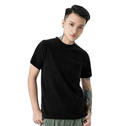 BaronHong 100% Baumwolle Kurzarm T-Shirt für Tomboy Trans Lesbian (schwarz, L) von BaronHong