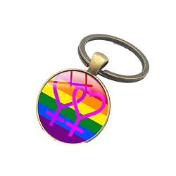 BaronHong 3er Pack Gay & Lesbian Pride Regenbogen LGBT LGBTQ Charm Runde Schlüsselanhänger (16, M) von BaronHong