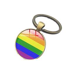 BaronHong 3er Pack Gay & Lesbian Pride Regenbogen LGBT LGBTQ Charm Runde Schlüsselanhänger (2, M) von BaronHong