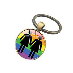 BaronHong 3er Pack Gay & Lesbian Pride Regenbogen LGBT LGBTQ Charm Runde Schlüsselanhänger (5, M) von BaronHong