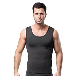 BaronHong Bambus Holzkohle Kompression Weste Shirt zu verbergen Mann Boobs Moobs Abnehmen Herren Shapewear Flatten Ganze Abdomen (grau, XL) von BaronHong