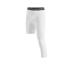 BaronHong Basketball-Einzelbein-Sporthose, eng anliegend, 3/4-Einbein-Kompressionshose, sportliche Basisschicht-Unterwäsche (weiß, M) von BaronHong