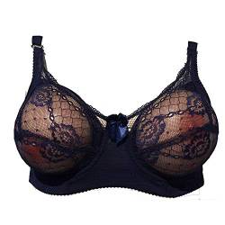 BaronHong - Bralette-BH für künstliche Brüste - Brust-Crossdresser-Mastektomie aus Silikon mit durchsichtiger Blumenspitze (blau, 40/90) von BaronHong