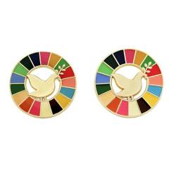 BaronHong Brosche mit Zielen für nachhaltige Entwicklung, Anstecknadel der Vereinten Nationen für SDGs, Regenbogen-Anstecknadel, Emaille-Anstecknadel-Dekoration (2er-Pack, M) von BaronHong