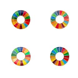 BaronHong Brosche mit Zielen für nachhaltige Entwicklung, Anstecknadel der Vereinten Nationen für SDGs, Regenbogen-Anstecknadel, Emaille-Anstecknadel-Dekoration (4er-Pack, M) von BaronHong