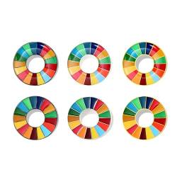 BaronHong Brosche mit Zielen für nachhaltige Entwicklung, Anstecknadel der Vereinten Nationen für SDGs, Regenbogen-Anstecknadel, Emaille-Anstecknadel-Dekoration (6er-Pack, M) von BaronHong