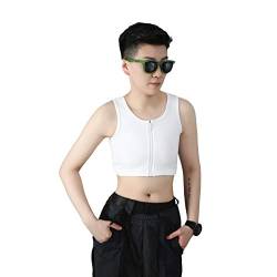 BaronHong Brustbinder Elatic Zipper Up Tank Top Shapewear für Tomboy Trans Lesbian (weiß, S) von BaronHong
