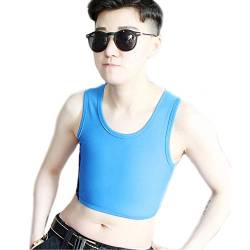 BaronHong Bunte Double Layer Mesh Brustbinder für Tomboy Trans Lesbian (blau, L) von BaronHong