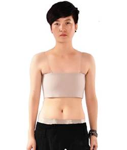 BaronHong Cosplay Frauen Trans Lesben Tomboy Gummiband Strapless Top Brust Binder Brust Wrap (grau, L) von BaronHong