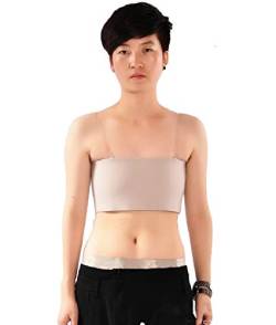 BaronHong Cosplay Frauen Trans Lesben Tomboy Gummiband Strapless Top Brust Binder Brust Wrap (grau, XXL) von BaronHong