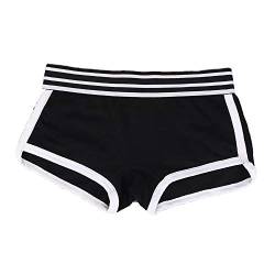 BaronHong Cotton Pure Color Striped Boyshort 3er Pack Boxer Slips für Tomboy Trans Lesbian (schwarz, M) von BaronHong