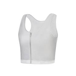 BaronHong Damen Brust Binder BH Bustier für Transgender Tomboy FTM Kurzes Korsett Reißverschluss Elastisches Binder Trans Tank Top(grau,L) von BaronHong