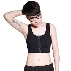 BaronHong Front 3 Row Haken Elastische Atmungsaktive Brust Binder Tomboy Trans Lesbian (schwarz, 3XL) von BaronHong