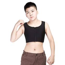 BaronHong Front Zipper Up Brustbinder Unterwäsche für Tomboy Trans Lesbian (schwarz, 4XL) von BaronHong