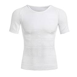 BaronHong Gynäkomastie Brust Binder Herren Shapewear Tummy Control Abnehmen Unterwäsche Shirt(weiß,2XL) von BaronHong