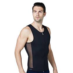 BaronHong Gynäkomastie Brust Binder Men Shapewear Bauchkontrolle Reißverschluss I-förmiges Tank Top (schwarz, 2XL) von BaronHong