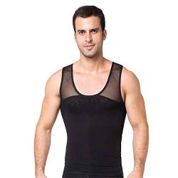 BaronHong Gynäkomastie Herren Shapewear Mesh Brustbinder Tummy Control Tank Top (schwarz, L) von BaronHong