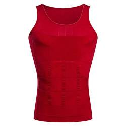 BaronHong Gynäkomastie Kompression Shirt Weste zu verstecken Mann Boobs Moobs Abnehmen Männer Shapewear Flatten Ganze Abdomen (rot, M) von BaronHong