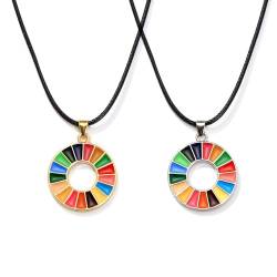 BaronHong Halskette mit Zielen für nachhaltige Entwicklung der Vereinten Nationen in 7 Farben, SDGs-Abzeichen, SDGs-Regenbogen-Abzeichen-Halskette, Geschenk (2er-Pack, M) von BaronHong